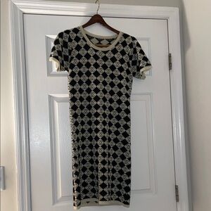 Lorenza Black and White Bodycon Midi Dress